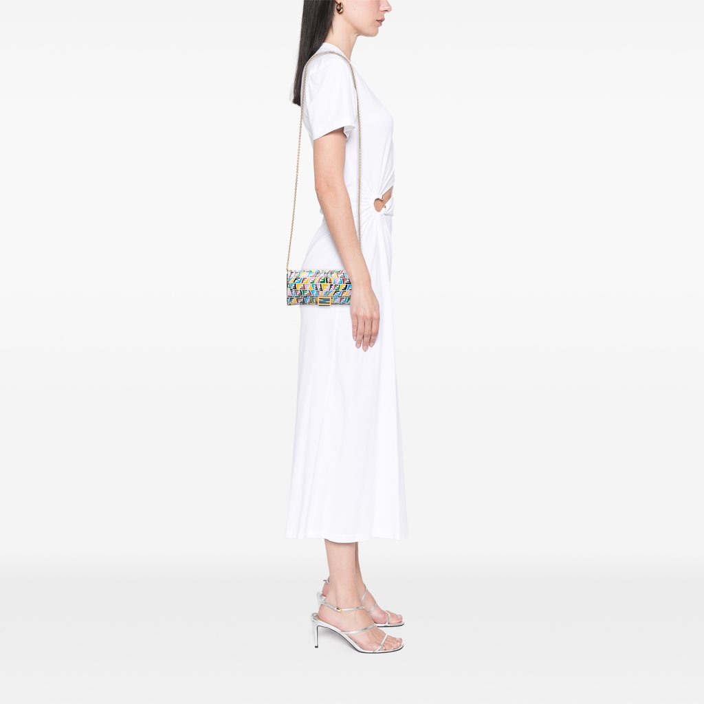 Fendi Sarah Coleman Micro FF Embossed Calfskin Fish Eye Vertigo Wallet On Chain - Image 13