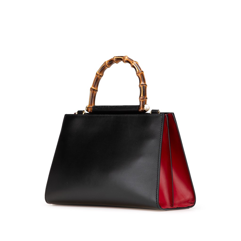 Gucci Small Leather Bamboo Nymphaea Satchel - 2