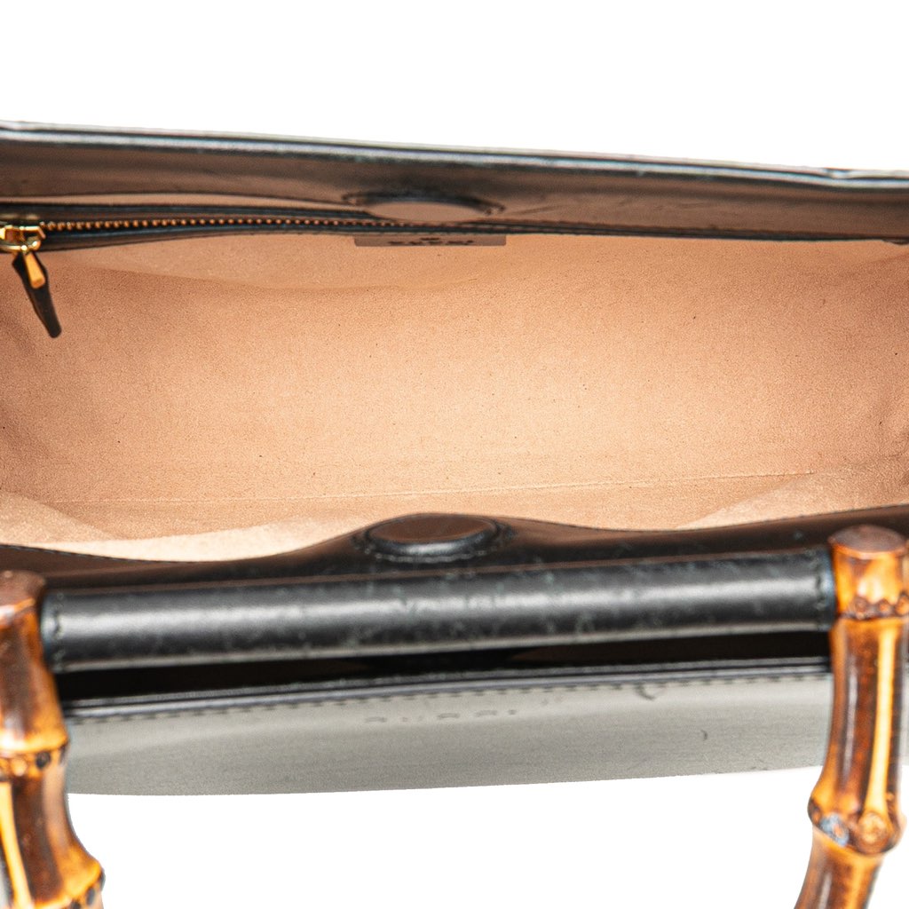 Gucci Small Leather Bamboo Nymphaea Satchel - 4