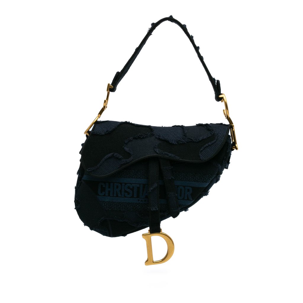 Dior Canvas Embroidered Camouflage Saddle Bag