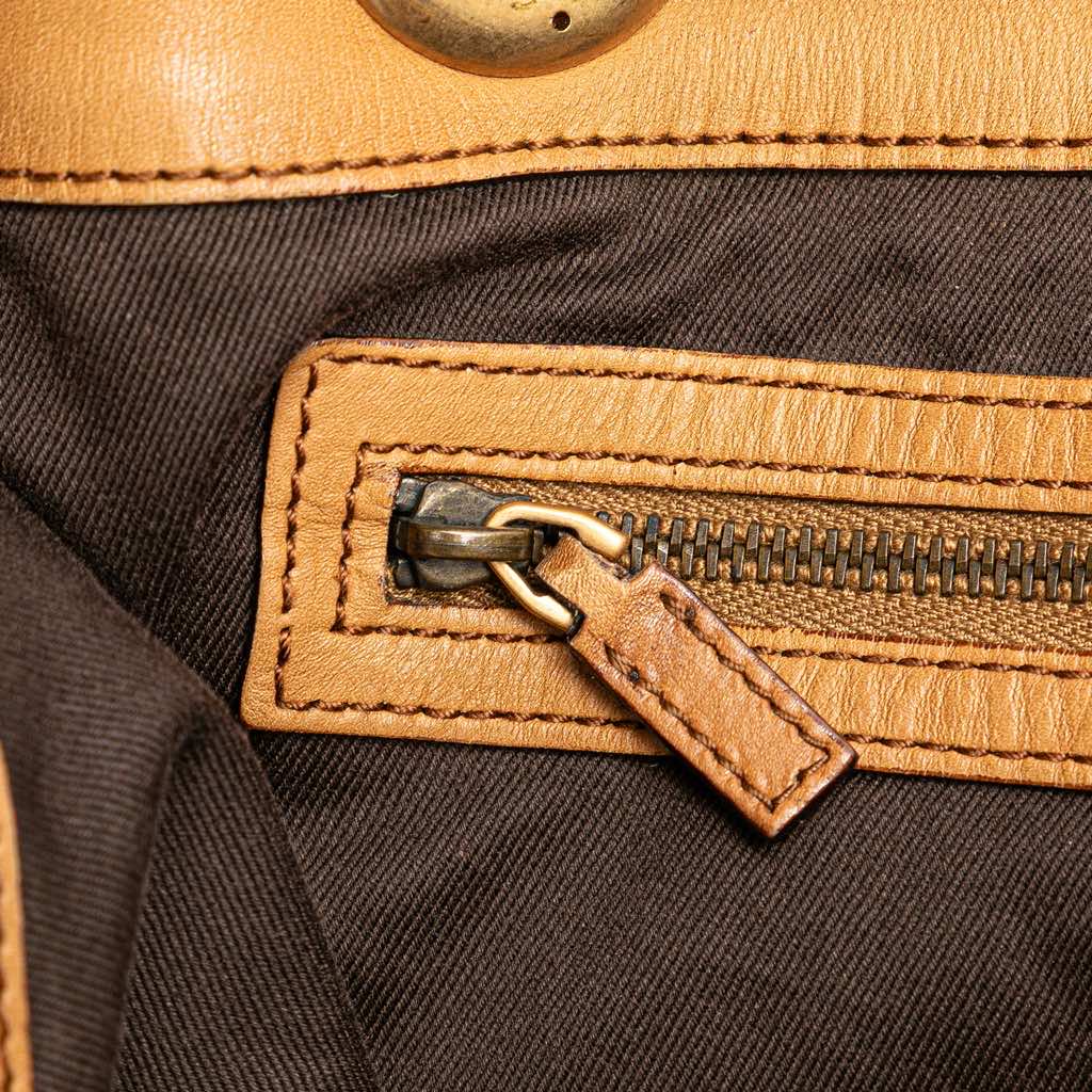 Gucci Suede and GG Canvas Nailhead Drawstring Hobo - 5