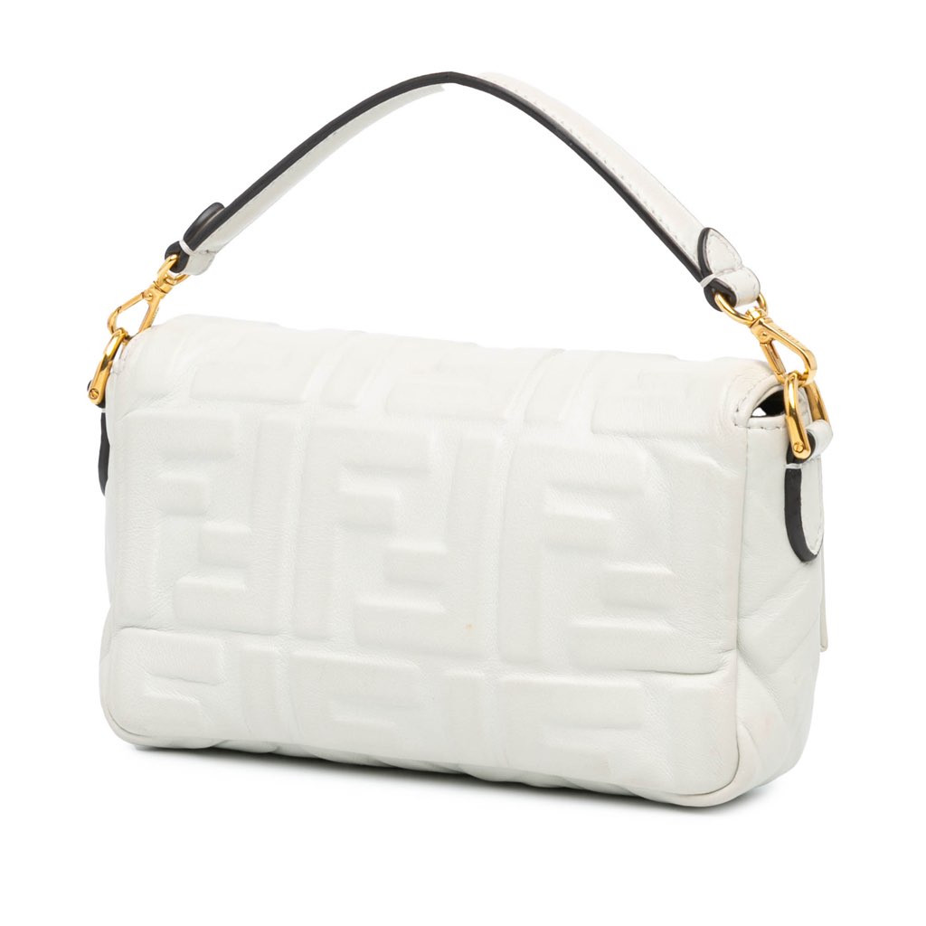 Fendi Mini Zucca Embossed Leather Baguette Satchel - Back view