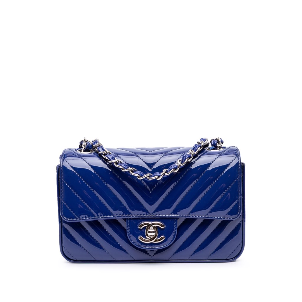 Chanel Mini Rectangular Classic Chevron Patent Single Flap