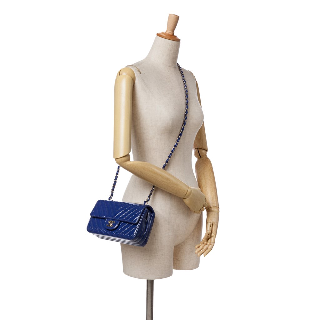 Chanel Mini Rectangular Classic Chevron Patent Single Flap - Image 10