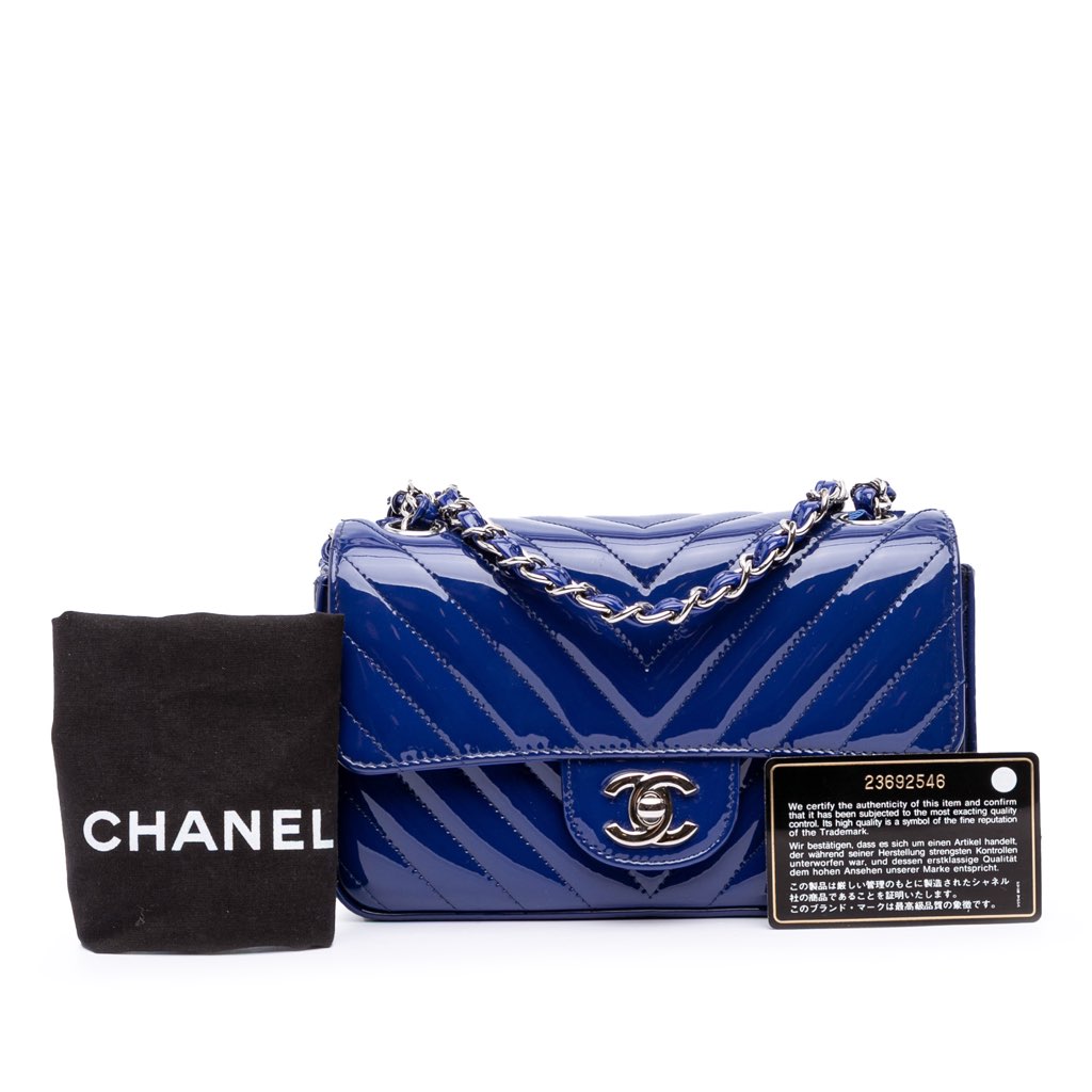 Chanel Mini Rectangular Classic Chevron Patent Single Flap - Image 11