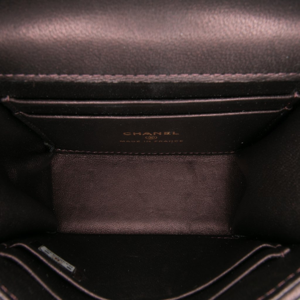 Chanel CC Quilted Iridescent Lambskin Top Handle Flap Clutch With Chain - 4