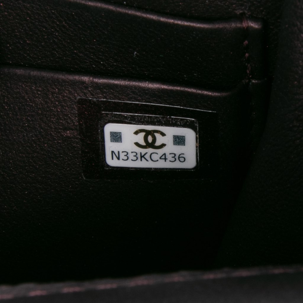 Chanel CC Quilted Iridescent Lambskin Top Handle Flap Clutch With Chain - Side view