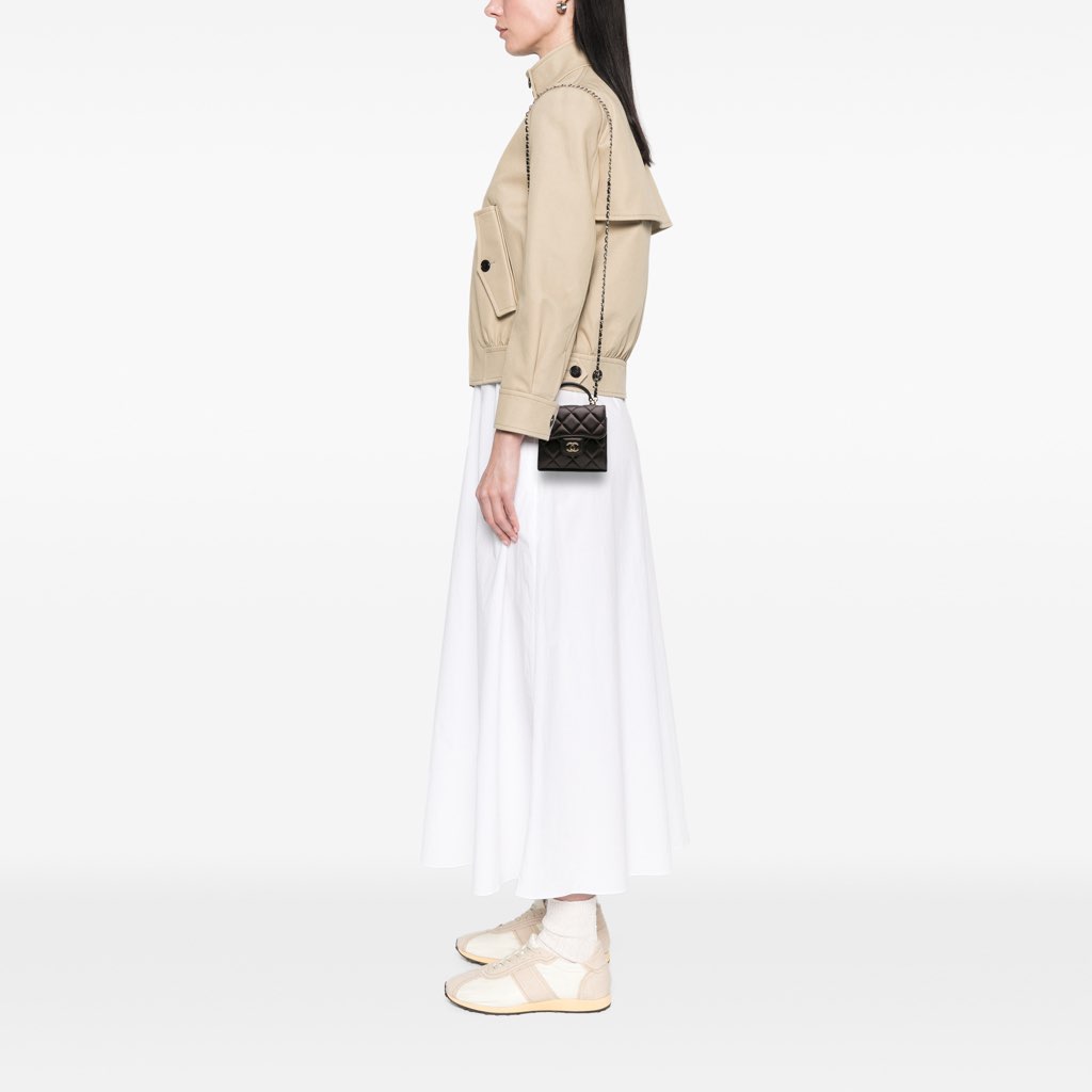 Chanel CC Quilted Iridescent Lambskin Top Handle Flap Clutch With Chain - Image 11