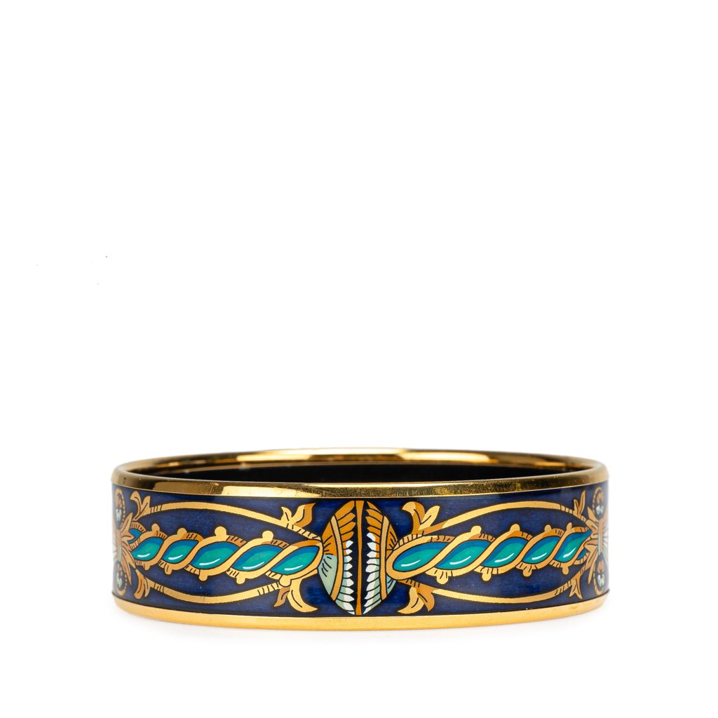 Hermès Wide Enamel Cloisonne Bangle 65