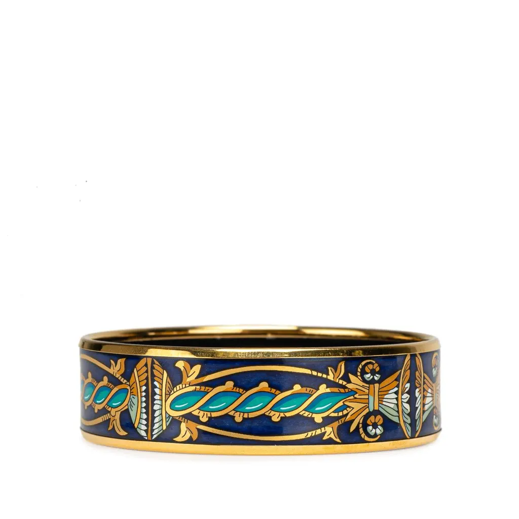 Hermès Wide Enamel Cloisonne Bangle 65 Blue Good - Back View