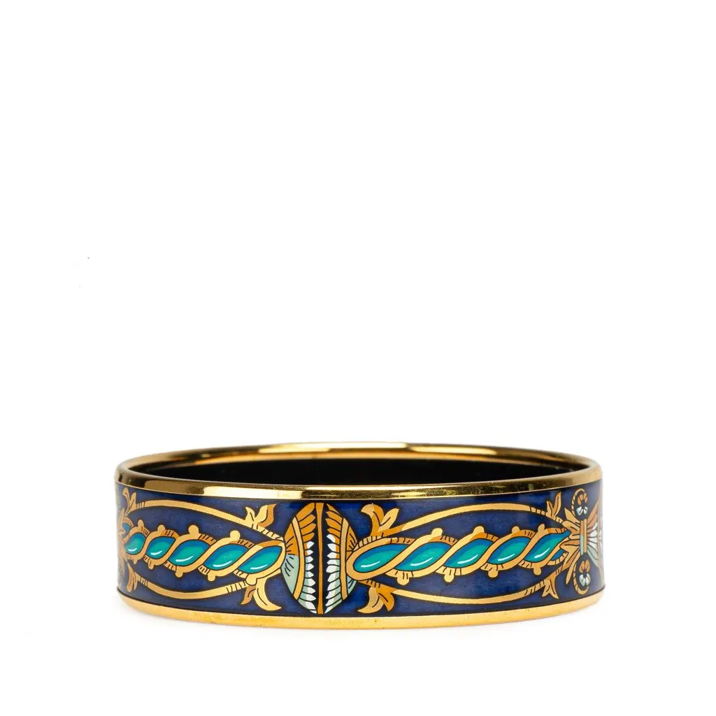 Hermès Wide Enamel Cloisonne Bangle 65 Blue Good - Inside View