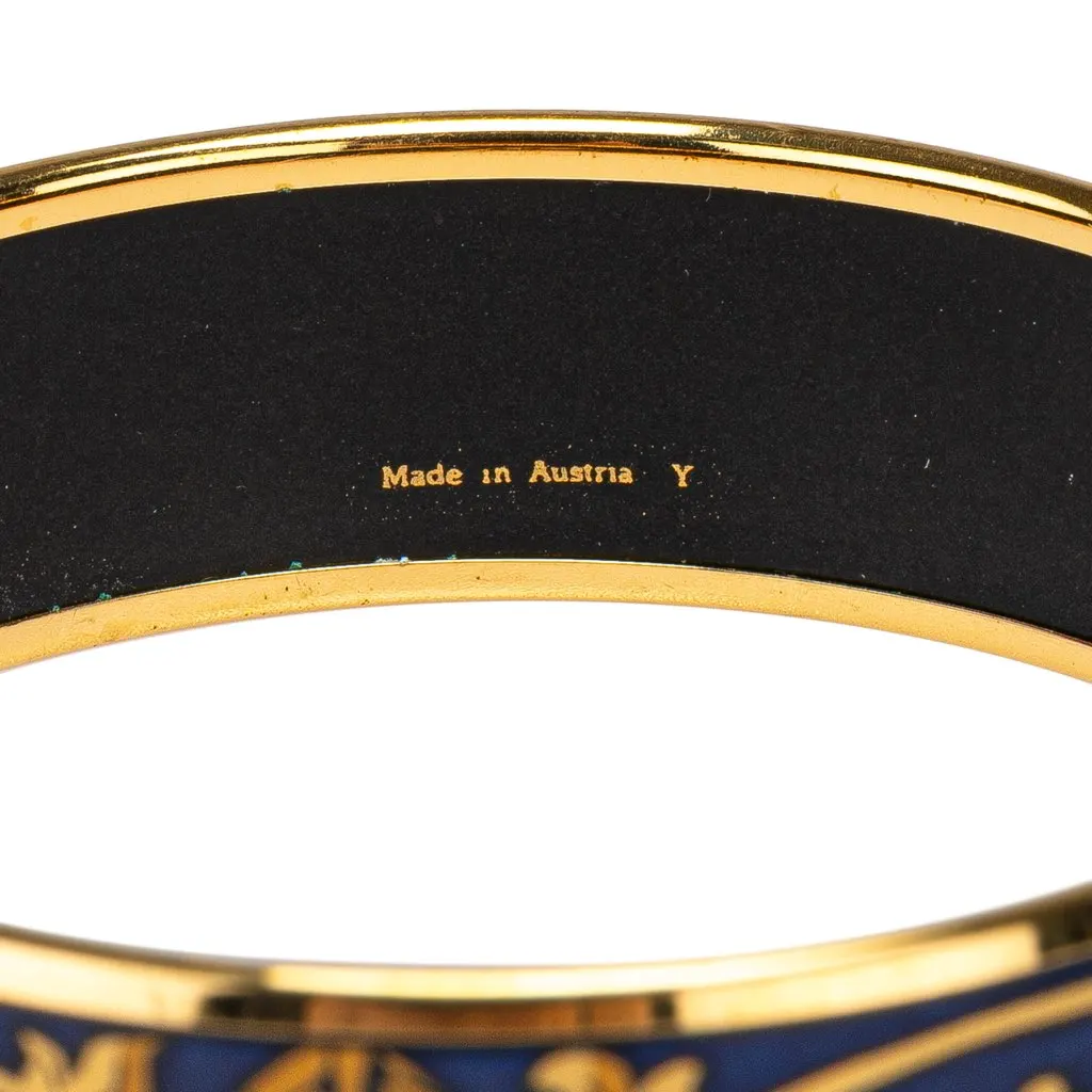 Hermès Wide Enamel Cloisonne Bangle 65 Blue Good - Box View