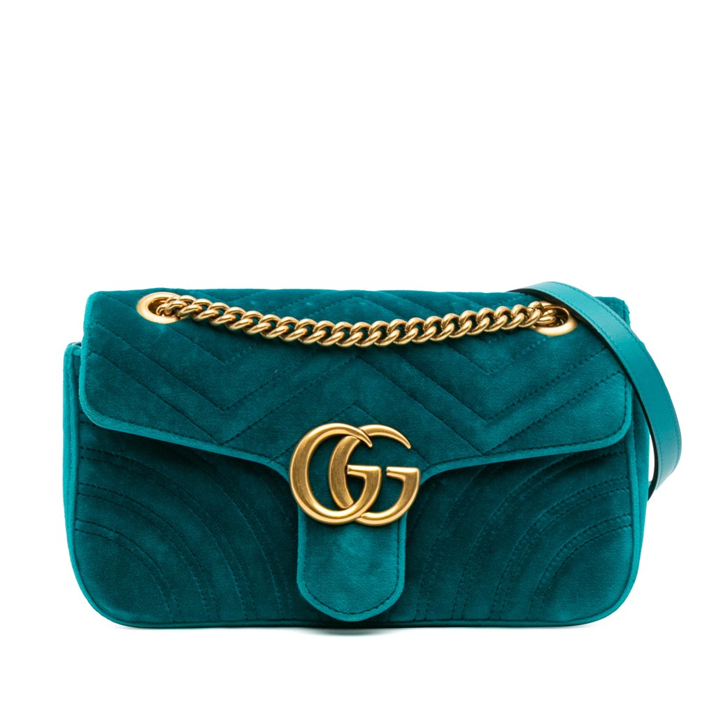 Gucci Small GG Marmont Matelasse Velvet Flap Crossbody