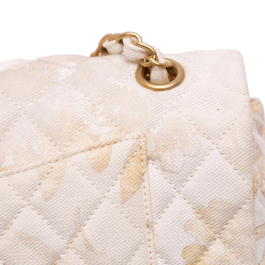 Chanel Medium Classic Printed Denim Floral Double Flap - Image 13