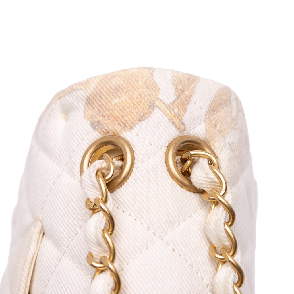 Chanel Medium Classic Printed Denim Floral Double Flap - Image 14