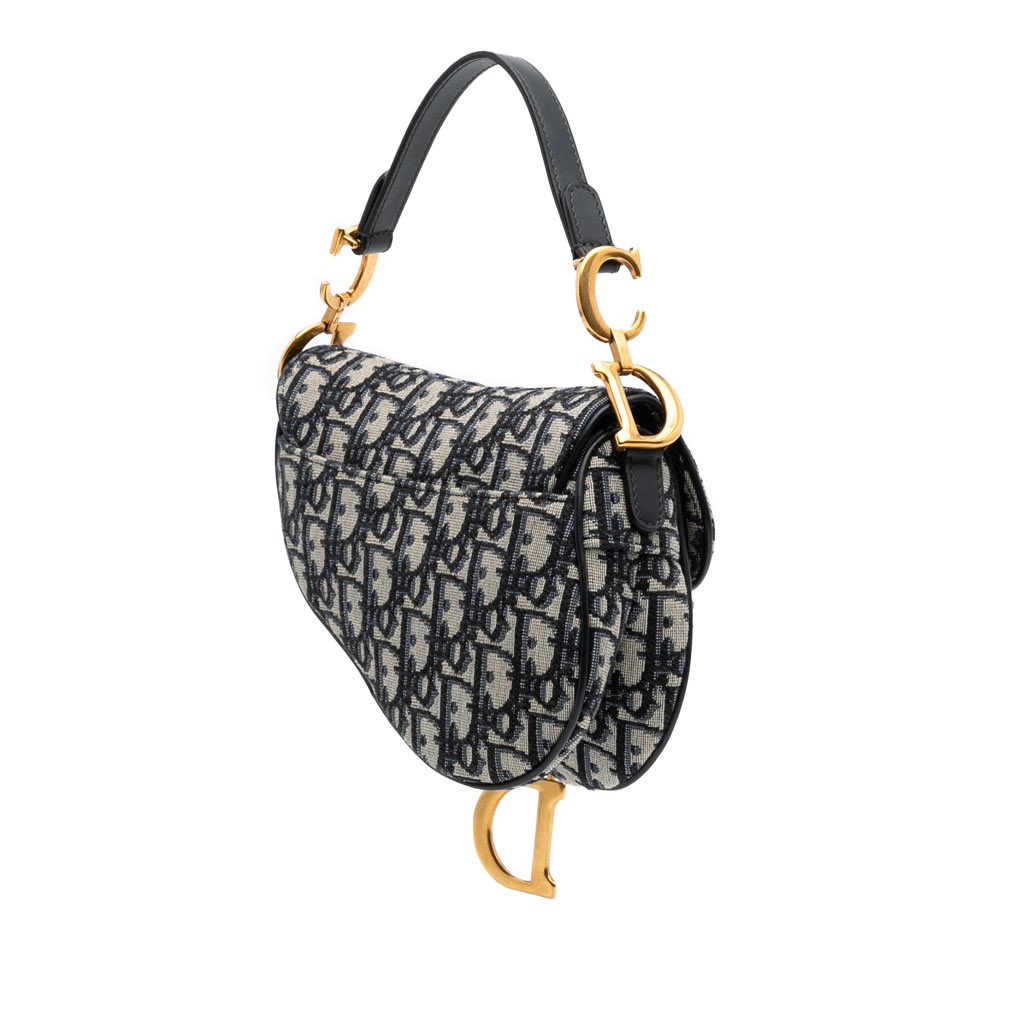 Dior Mini Oblique Canvas Saddle Bag - Back view