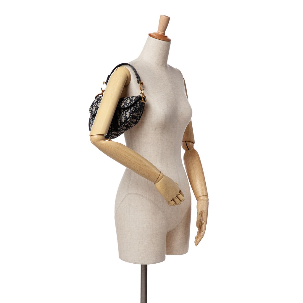 Dior Mini Oblique Canvas Saddle Bag - Image 10