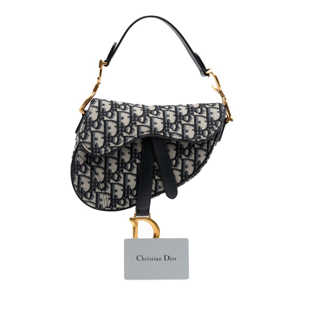 Dior Mini Oblique Canvas Saddle Bag - Image 11