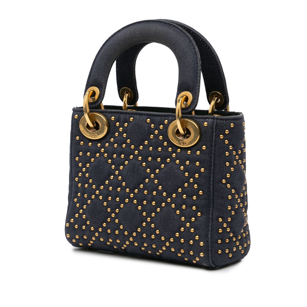Dior Mini Denim Cannage Studded Supple Lady Dior - 2