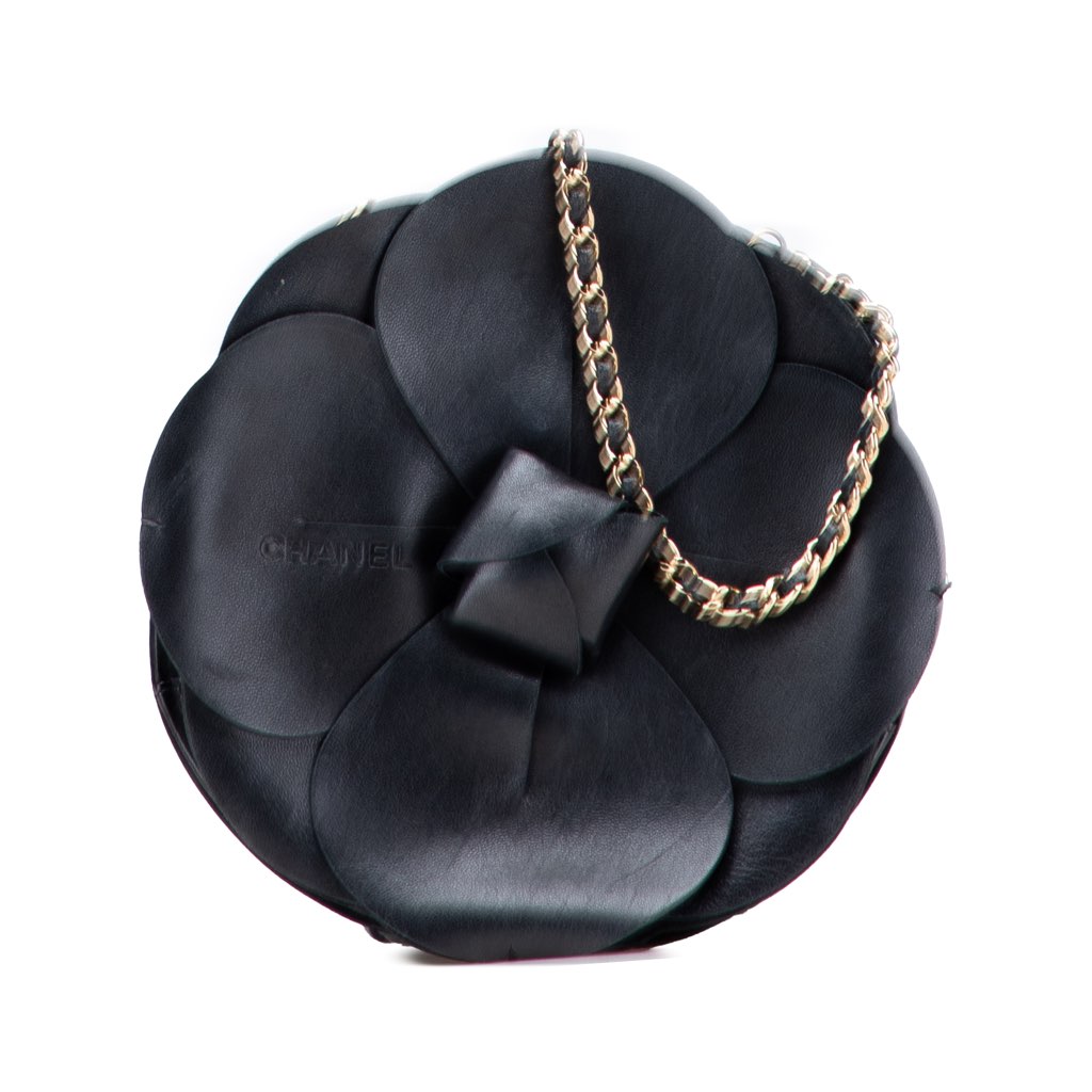 Chanel Lambskin and Satin Camellia Flower Evening Bag