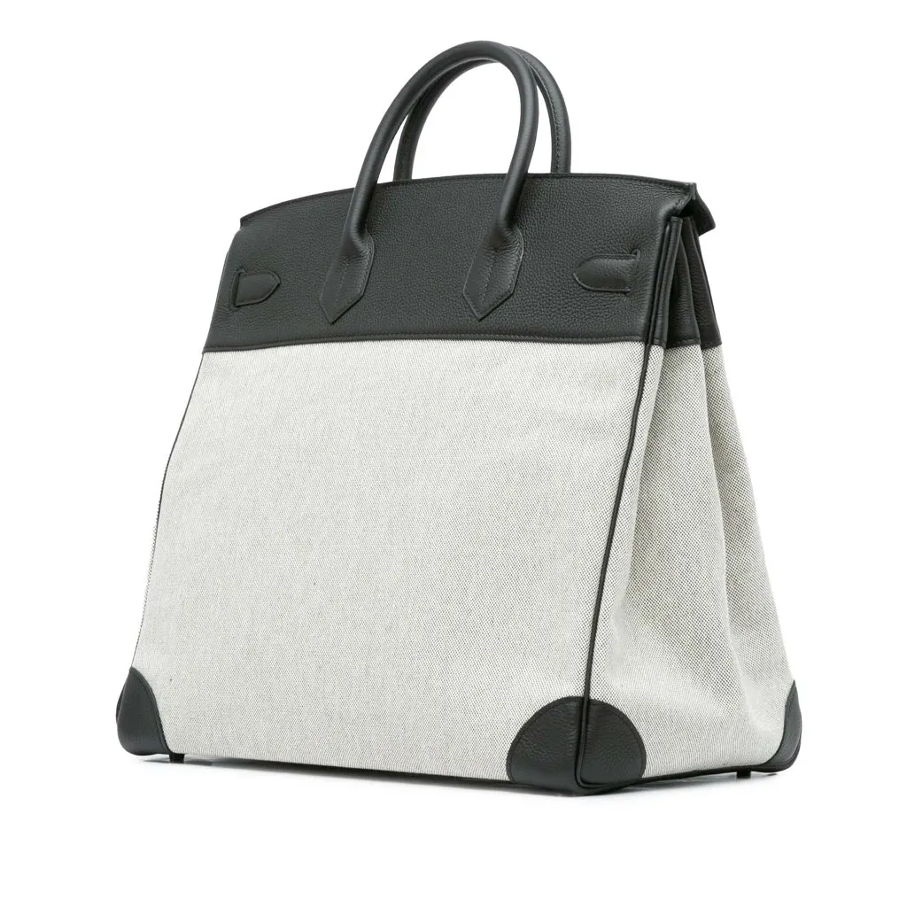 Hermès Toile Criss and Evercolor HAC Birkin 40 Grey Canvas Good - Back View