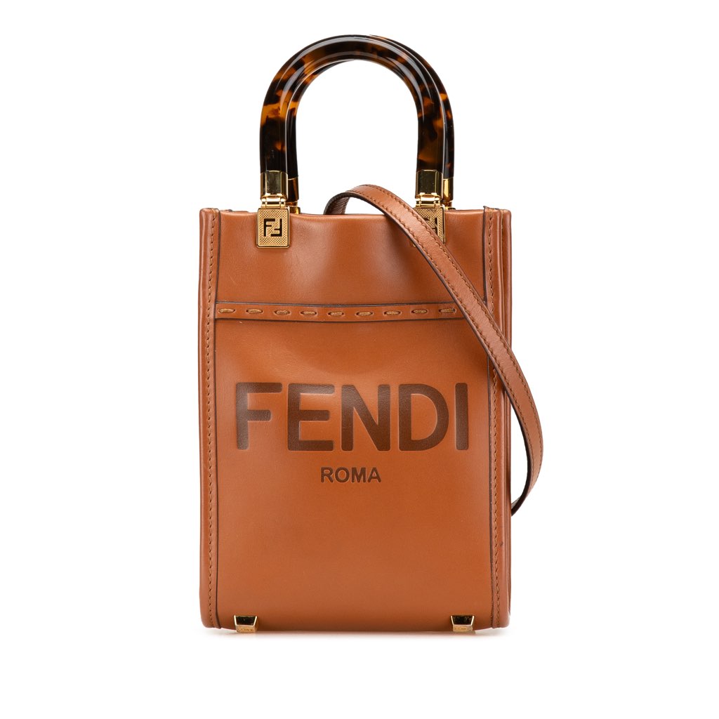 Fendi Mini Leather Sunshine Shopper Tote