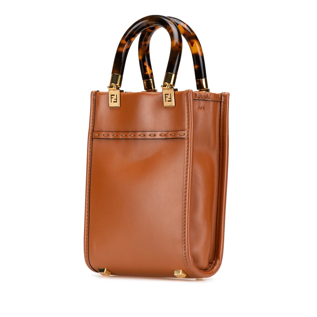 Fendi Mini Leather Sunshine Shopper Tote - Back view