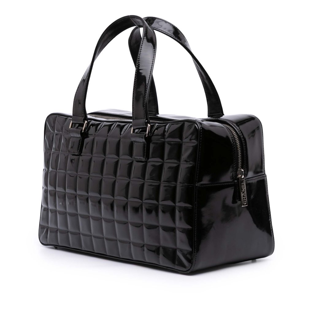 Chanel CC Chocolate Bar Patent Bowler Bag - 2