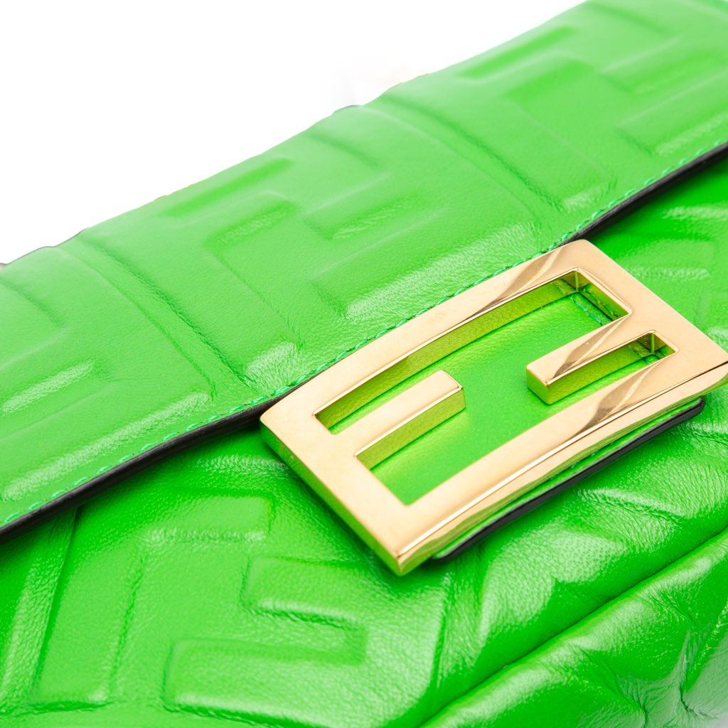 Fendi Mini Zucca Embossed Leather Baguette Satchel - Image 11