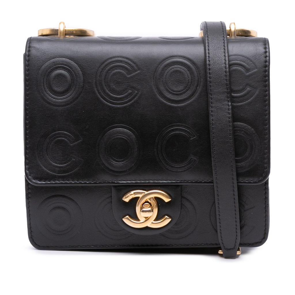 Chanel Mini Square Calfskin Coco Embossed Flap