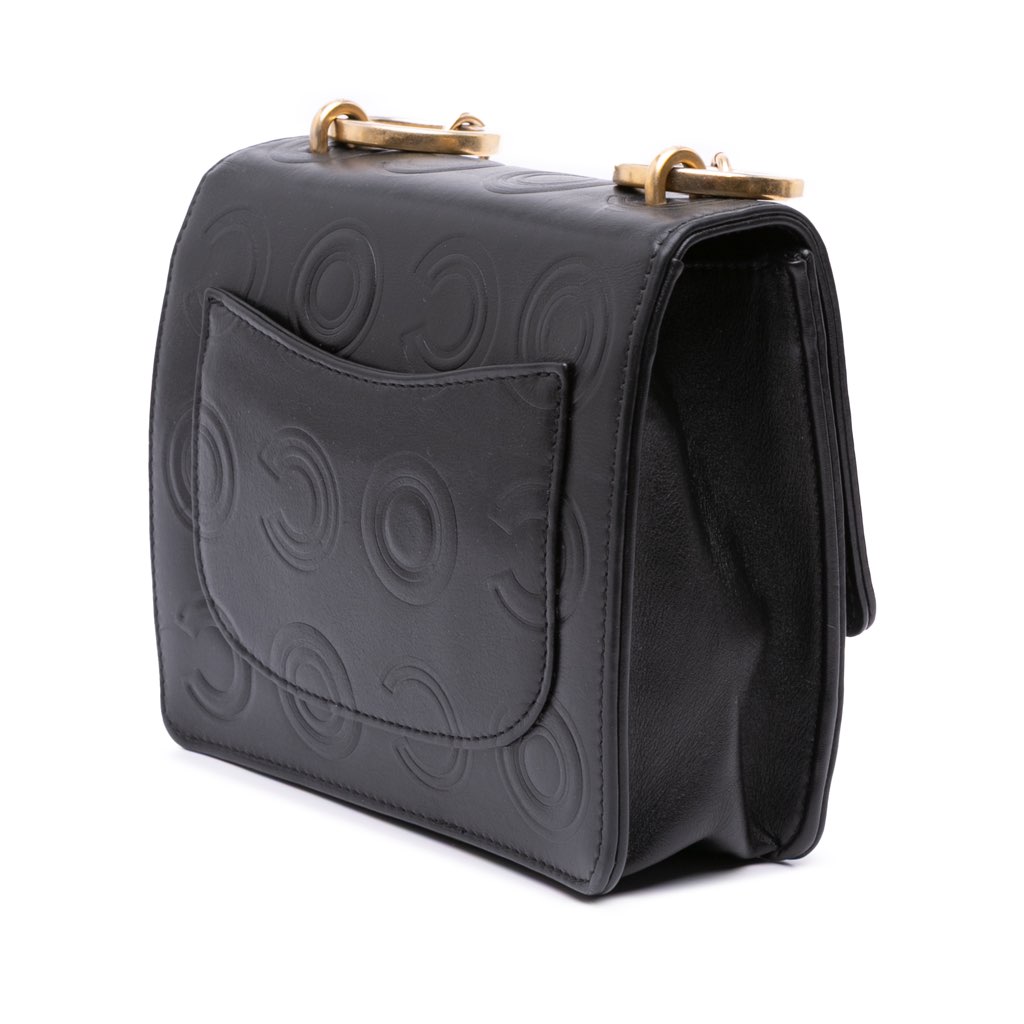 Chanel Mini Square Calfskin Coco Embossed Flap - Back view