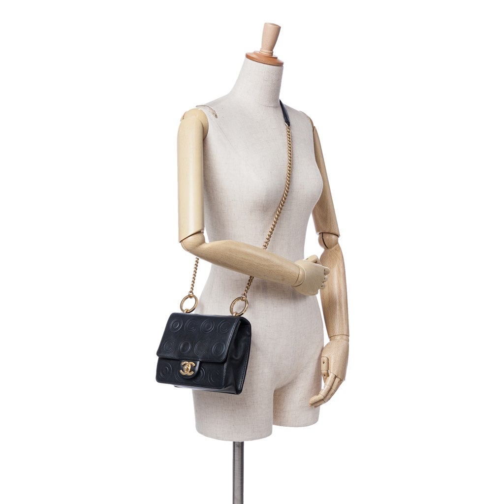 Chanel Mini Square Calfskin Coco Embossed Flap - Image 11