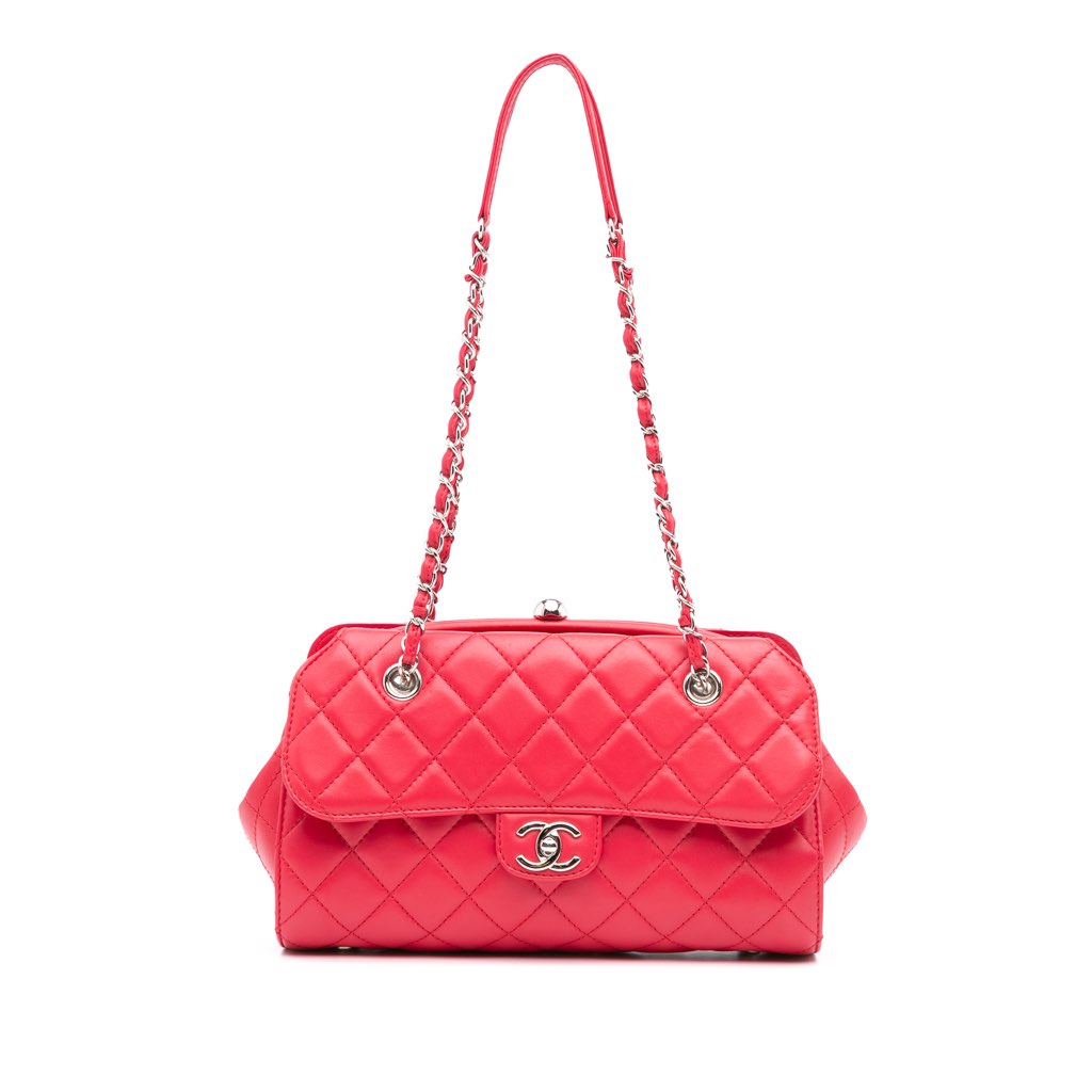 Chanel CC Quilted Lambskin Kisslock Frame Flap Tote