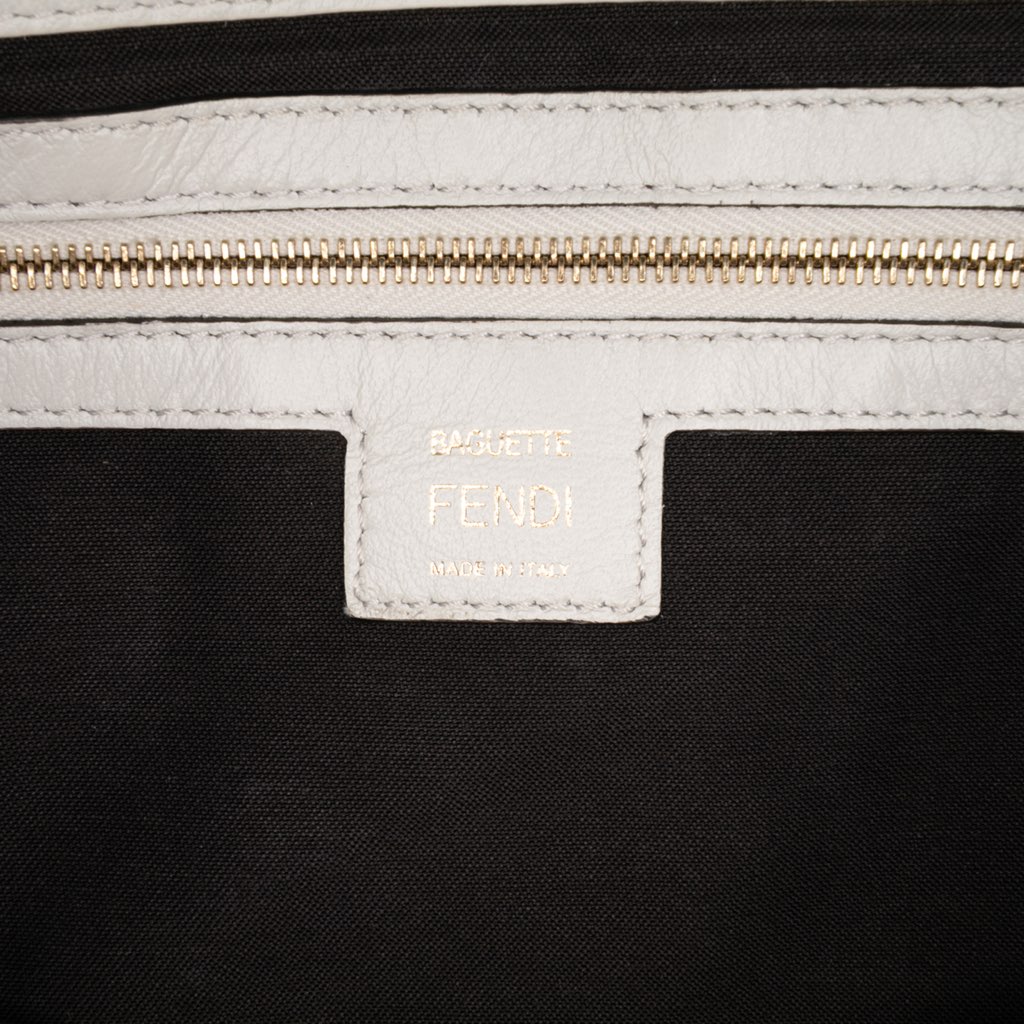 Fendi Large Zucca Embossed Leather Baguette Satchel - Side view