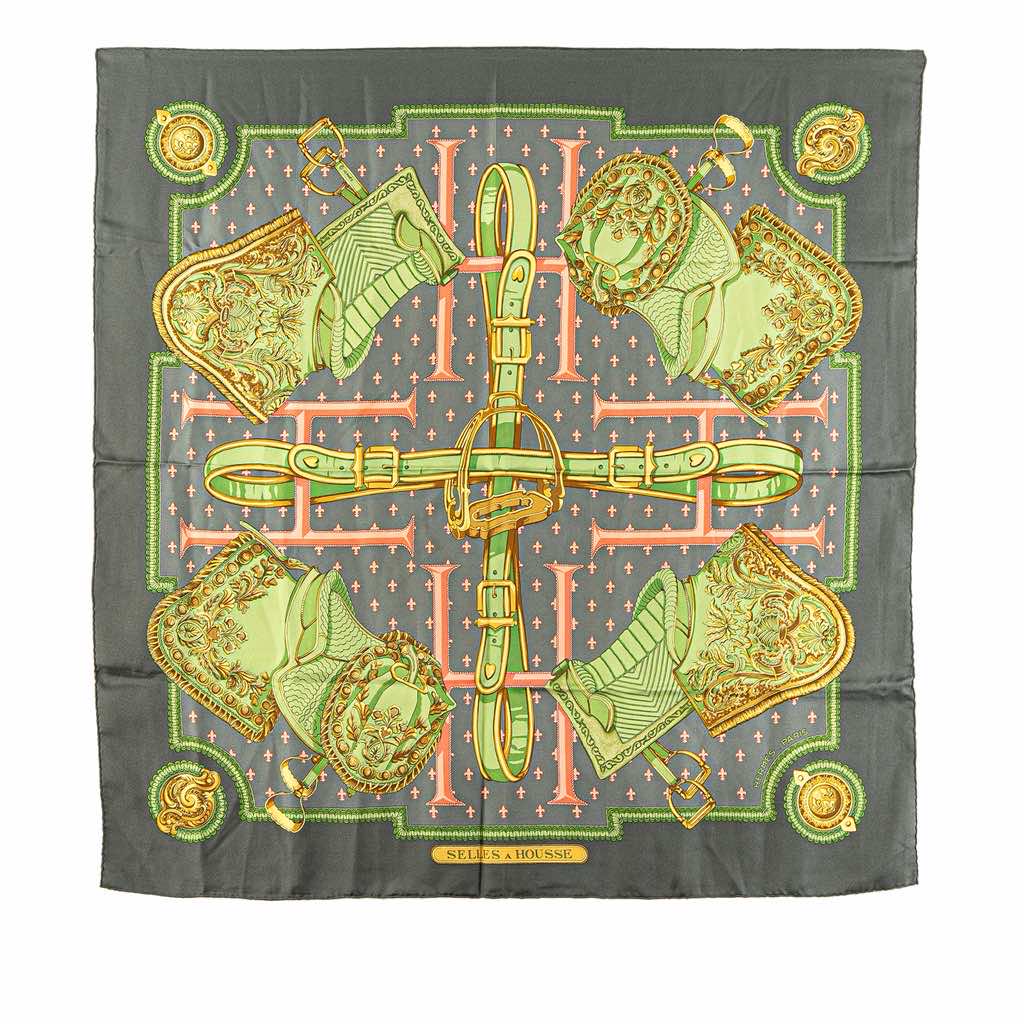 Hermès Selles A Housse Silk Scarf