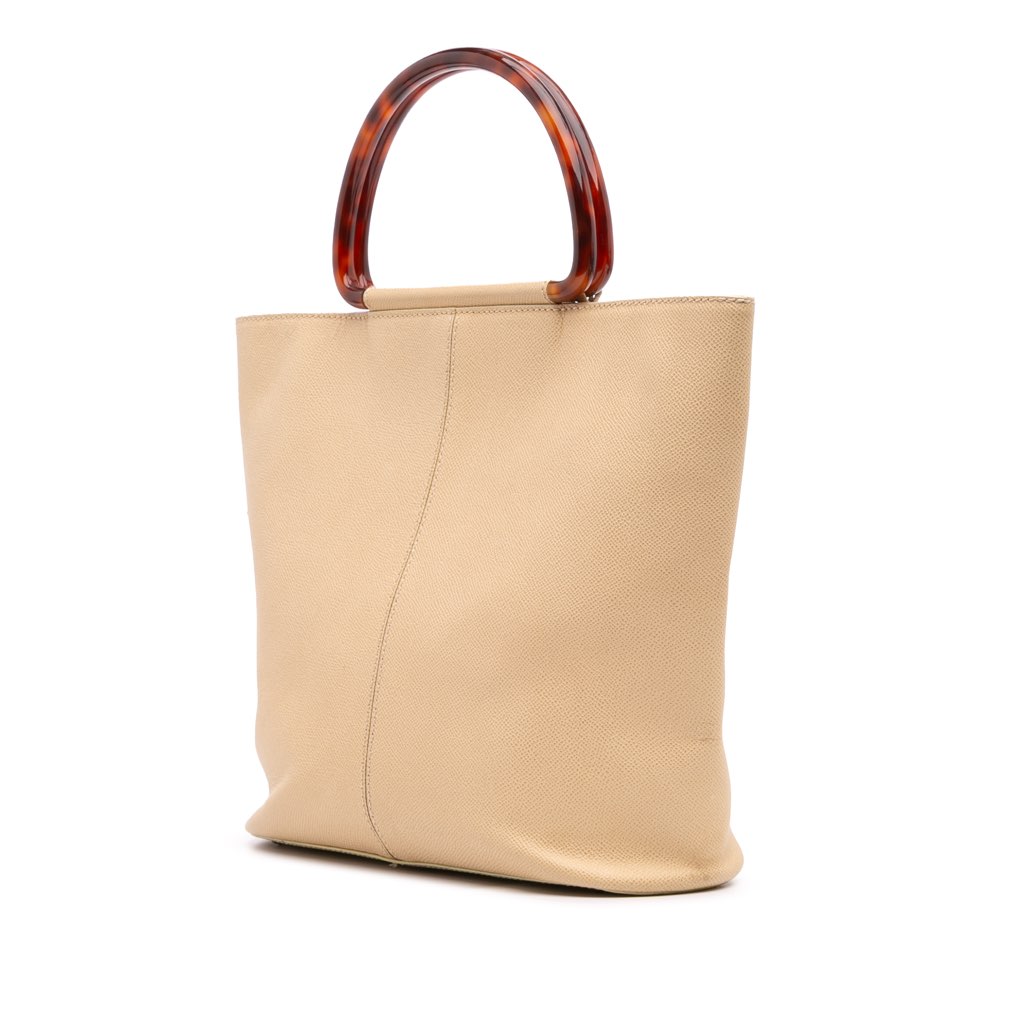 Chanel Grained Calfskin Tortoise Top Handle Tote - Back view