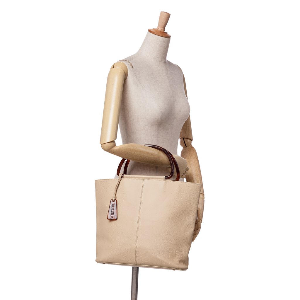 Chanel Grained Calfskin Tortoise Top Handle Tote - Image 12