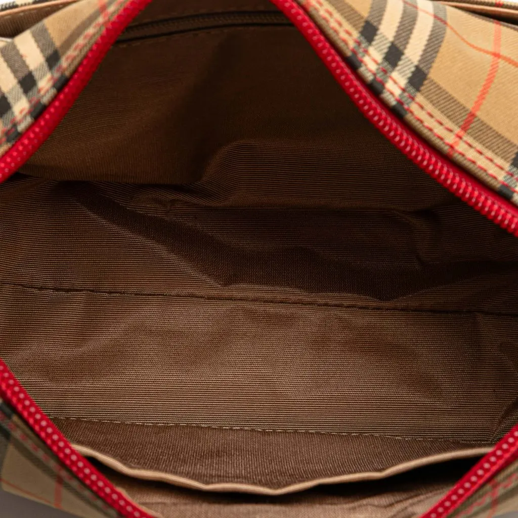 Burberry Haymarket Check Canvas Shoulder Bag Brown Canvas Good - Model View