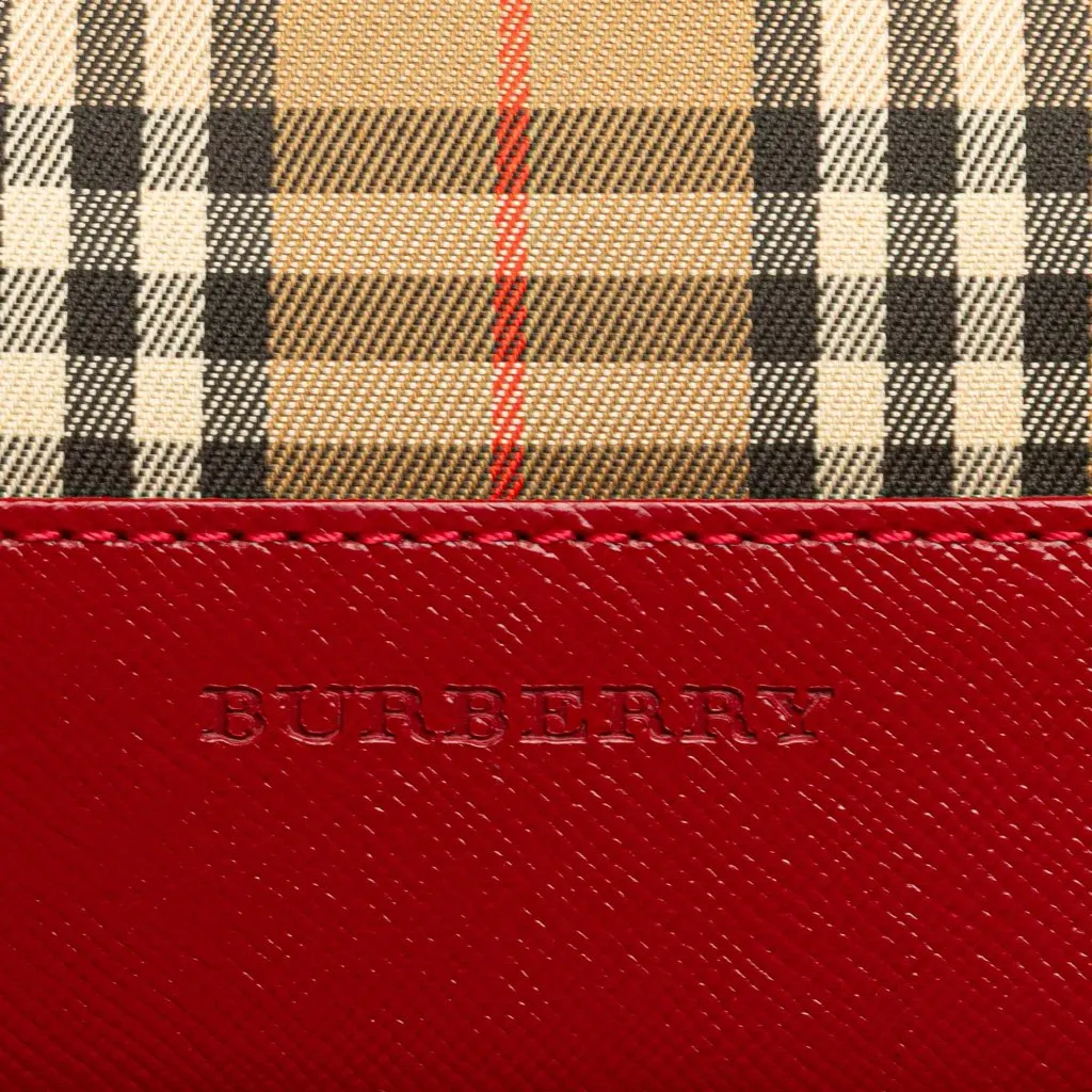 Burberry Haymarket Check Canvas Shoulder Bag Brown Canvas Good - Box View