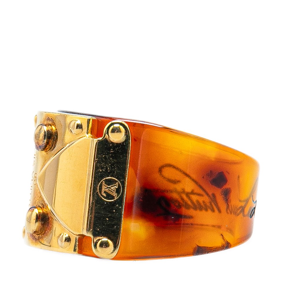 Louis Vuitton Gold Plated and Resin LockMe Ring - 2