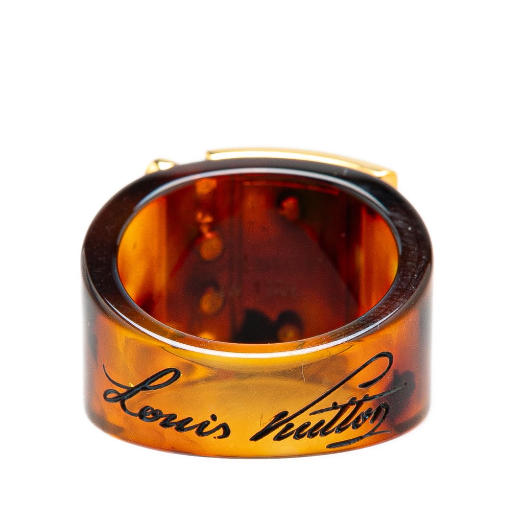 Louis Vuitton Gold Plated and Resin LockMe Ring - 4