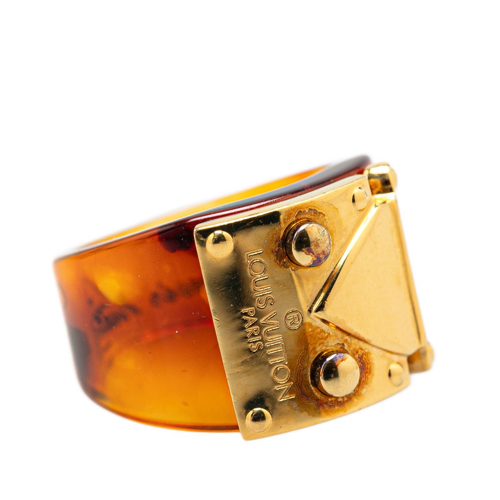 Louis Vuitton Gold Plated and Resin LockMe Ring - 5