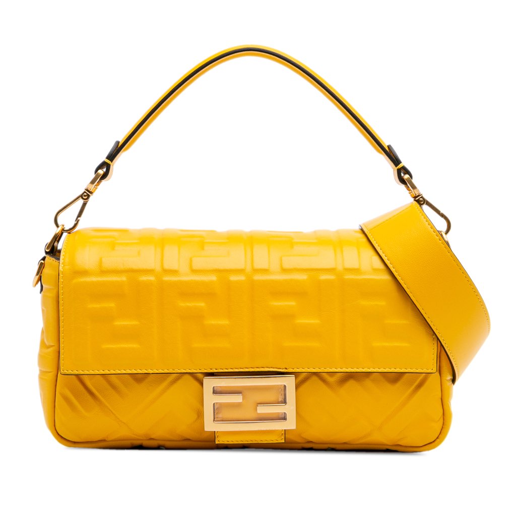 Fendi Zucca Embossed Leather Baguette Satchel