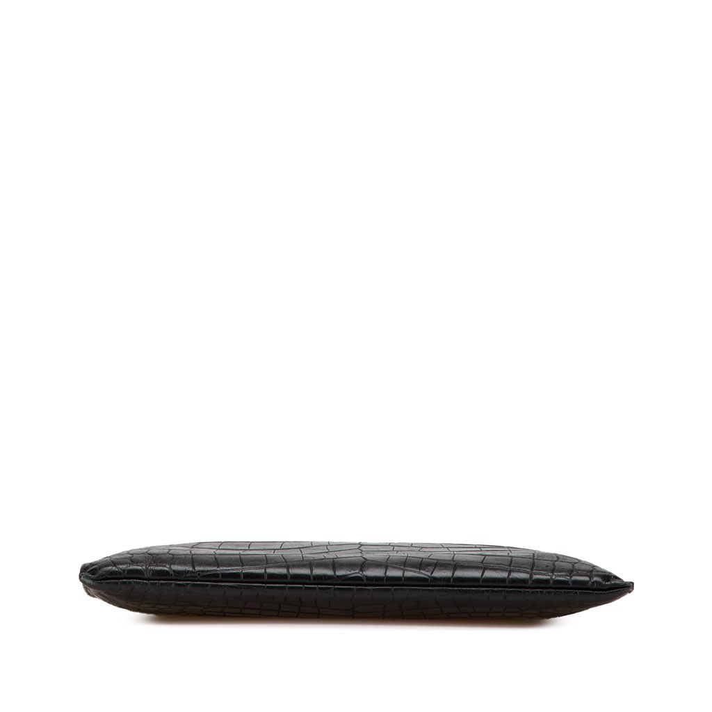 Saint Laurent Croc Embossed Leather Clutch - 3