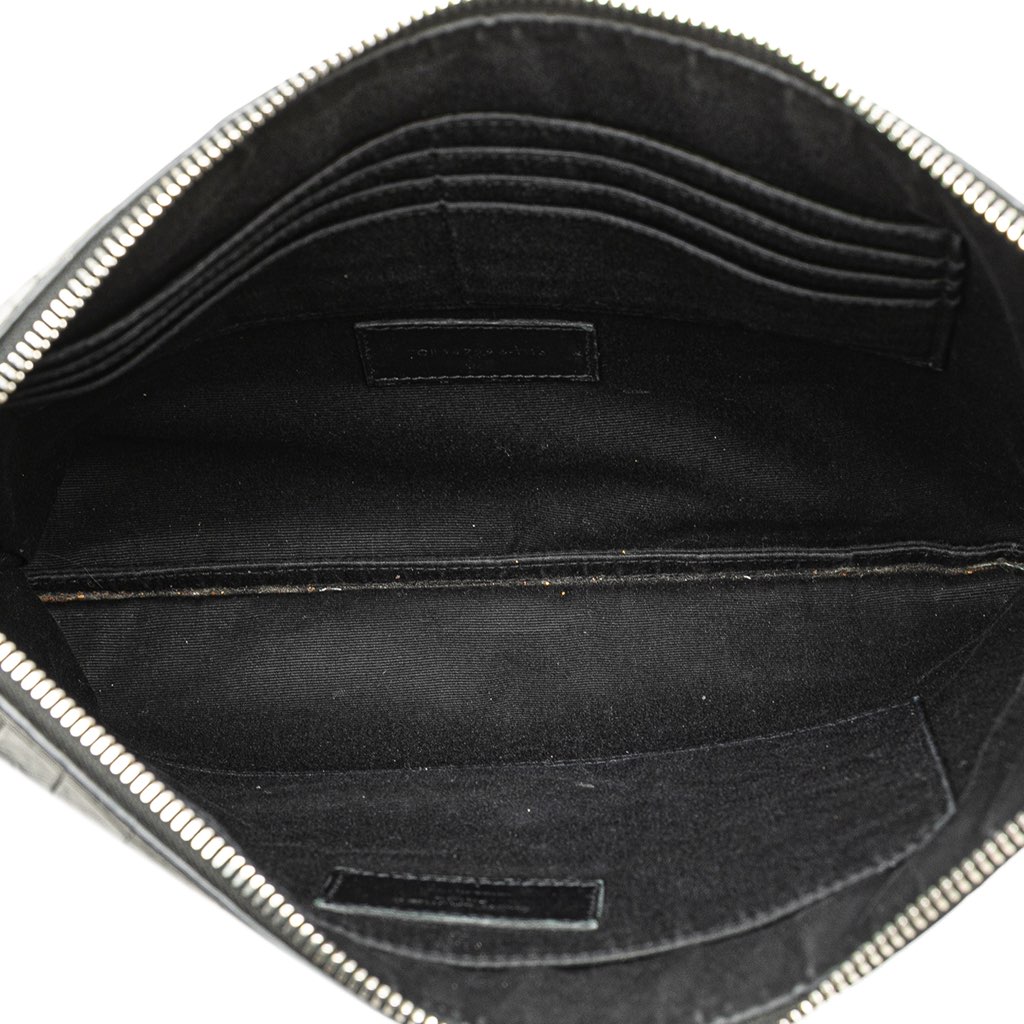 Saint Laurent Croc Embossed Leather Clutch - 4