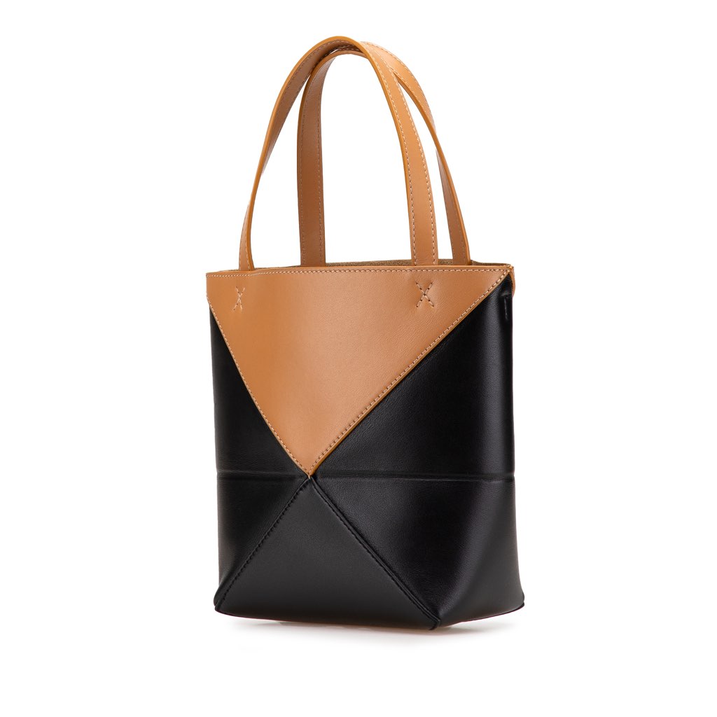 Loewe Mini Bicolor Shiny Calfskin Puzzle Fold Tote - 2
