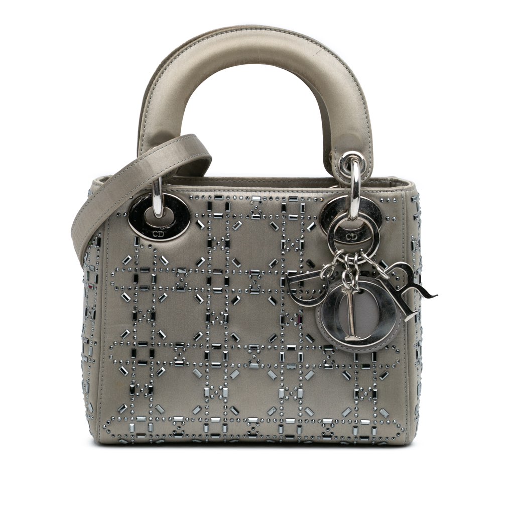 Dior Mini Satin Cannage Strass Crystal Embellished Lady Dior