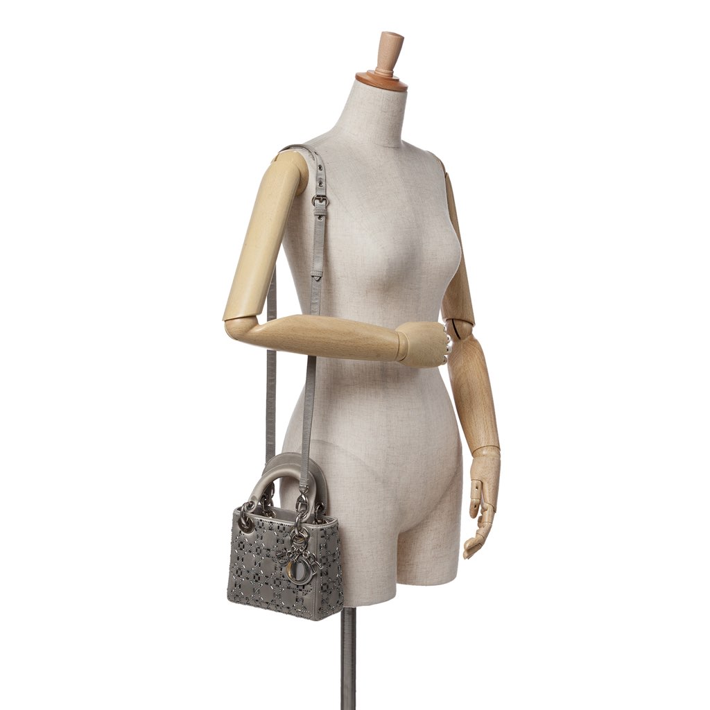 Dior Mini Satin Cannage Strass Crystal Embellished Lady Dior - Image 13