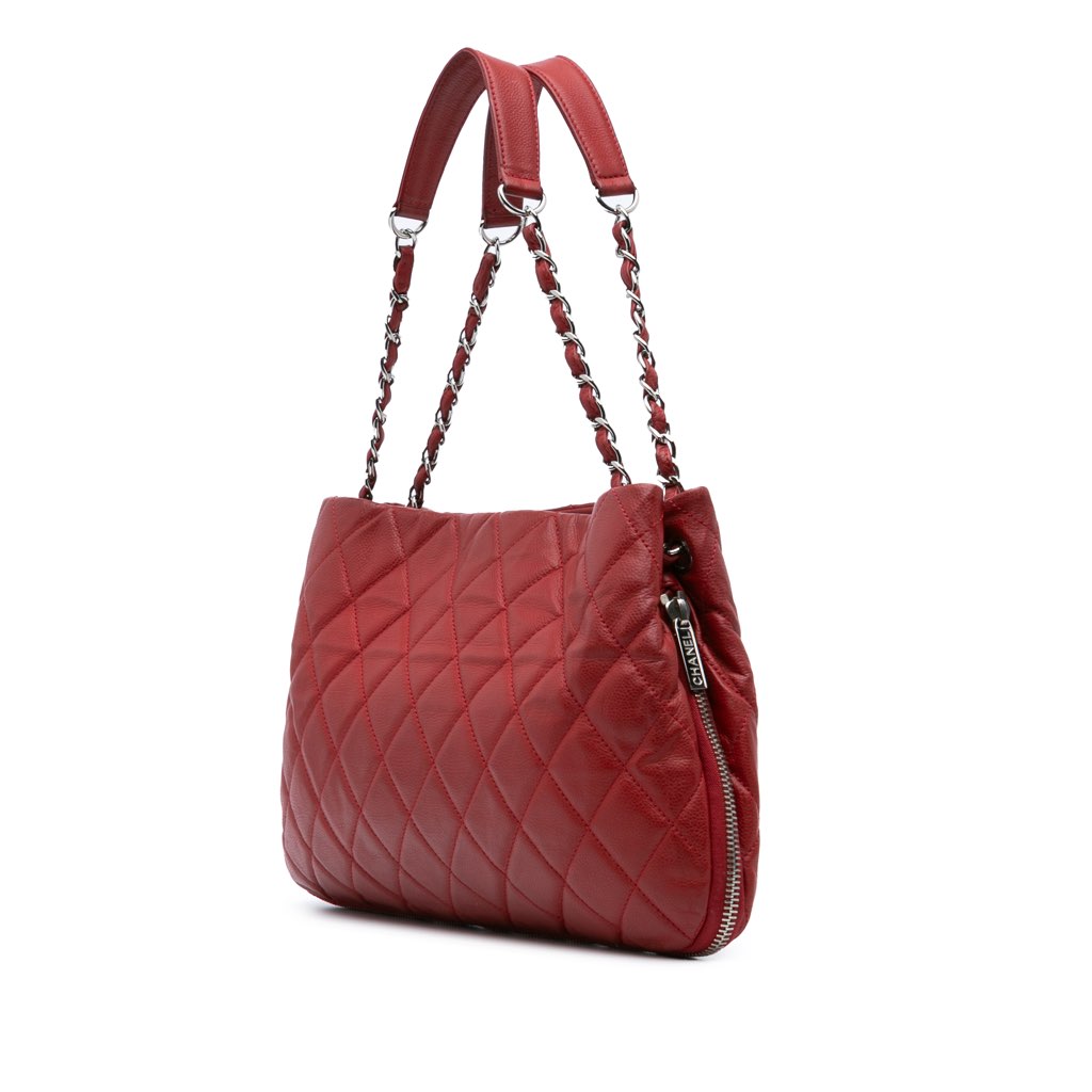 Chanel Quilted Caviar Expandable Zip Tote - Back view