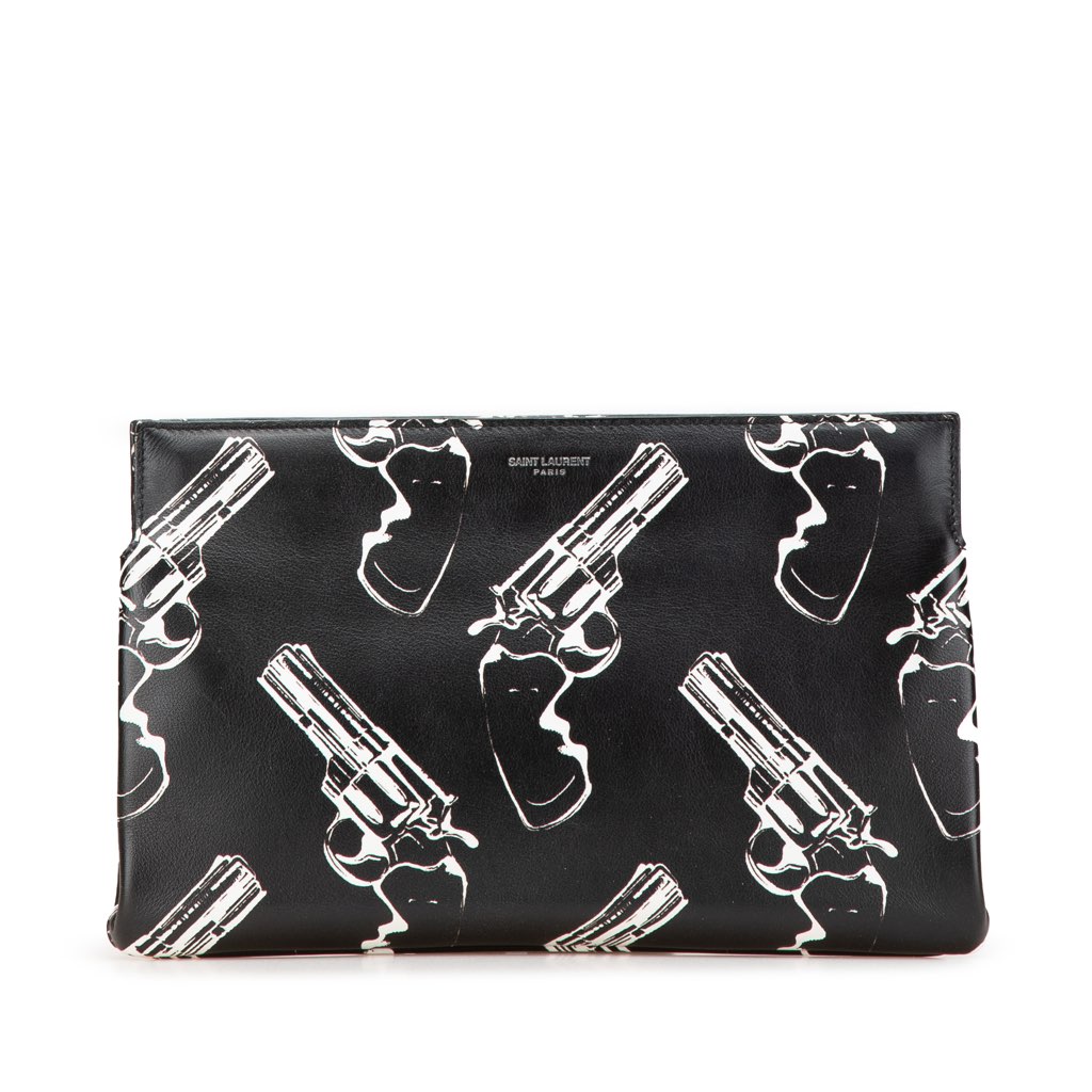 Saint Laurent Leather Gun Pop Print Clutch